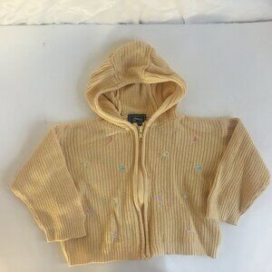 Baby Girl Clothes Cherokee 24 Month Hooded Yellow Knit Sweater Zip Floral Flower